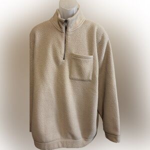 GAP Men's Light Tan 1/4 Zip-Up Fleece, Size: XL